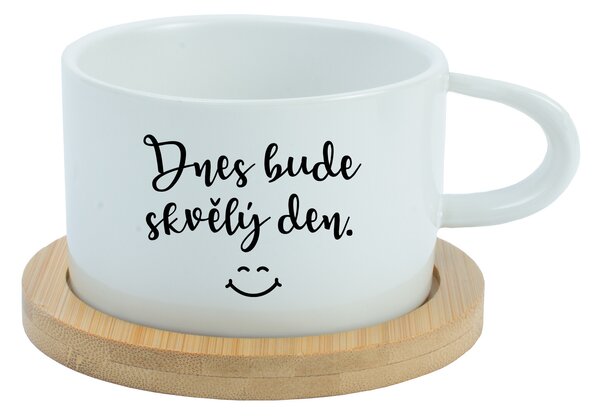 DNES BUDE SKVĚLÝ DEN - bílý hrníček makronka 200 ml