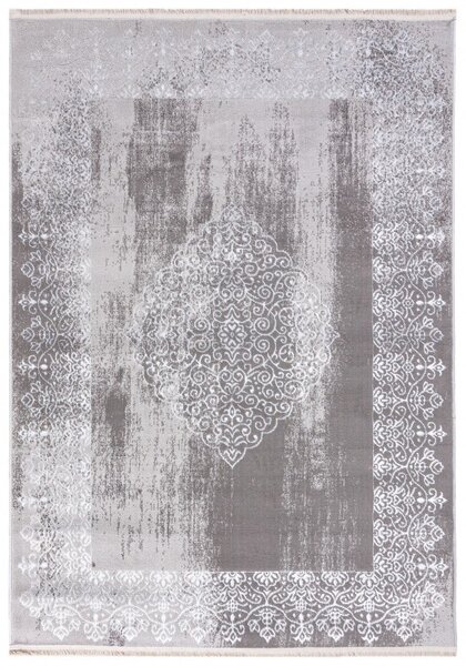 Makro Abra Kusový koberec klasický PALERMO E054A šedý bílý Rozměr: 80x200 cm