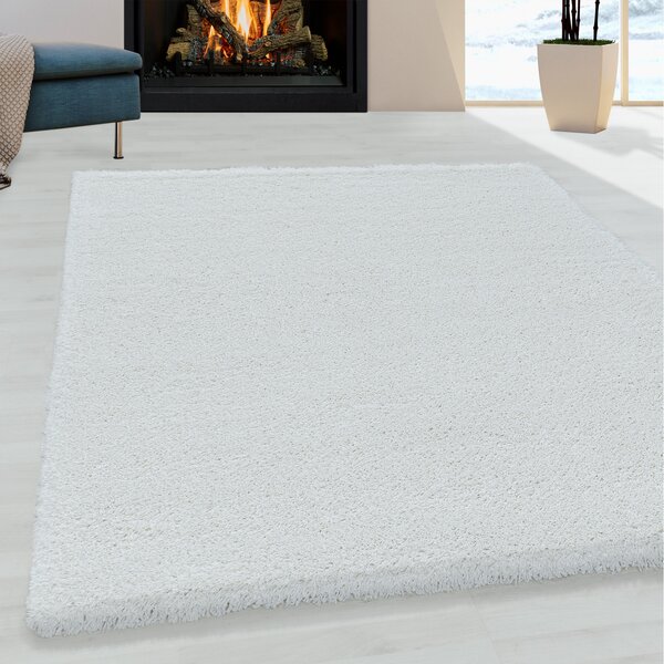 Ayyildiz, Kusový koberec Fluffy Shaggy 3500 white, 60x110, bílá, ložnice
