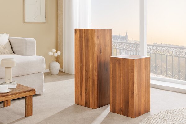 Odkládací panel COLUMNA BROWN 75 CM masiv akácie Nábytek | Doplňkový nábytek | Odkládací stolky