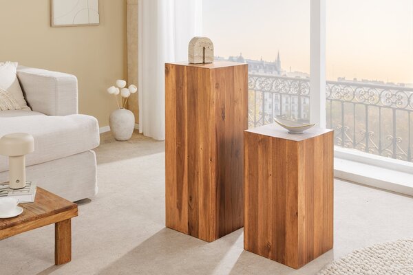 Odkládací panel COLUMNA BROWN 50 CM masiv akácie Nábytek | Doplňkový nábytek | Odkládací stolky