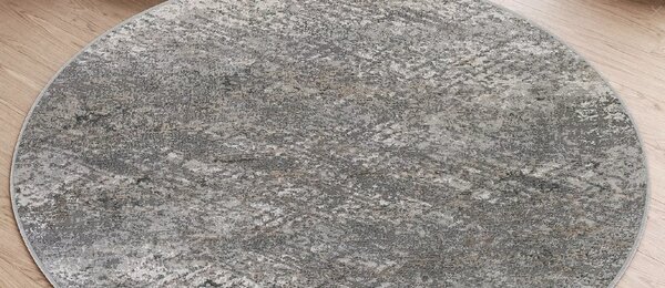 Makro Abra Kulatý koberec VALLEY D714A Moderní Abstraktní šedý bílý Rozměr: průměr 80 cm