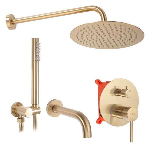 REA-P6609 - Sprchová sada s termostat. podom. baterií LUNGO kartáčovaná zlatá