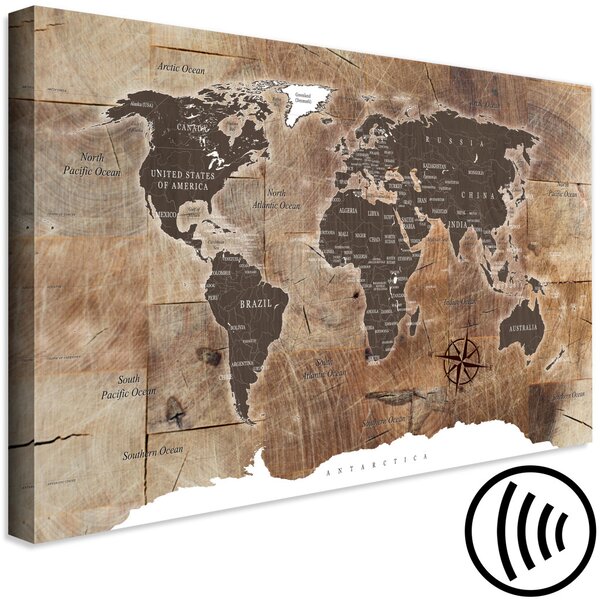 Obraz Mapa světa: Dřevěná mozaika