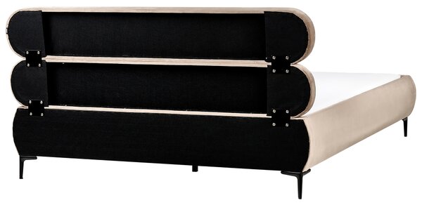Postel Umělý samet LESSAY 180 x 200 cm Taupe