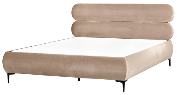 Postel Umělý samet LESSAY 180 x 200 cm Taupe