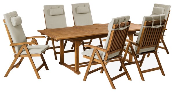Sada 6 polstrů na opěradlo/sedadlo JAVA/AMANTEA PREMIUM 50 x 71 cm Taupe