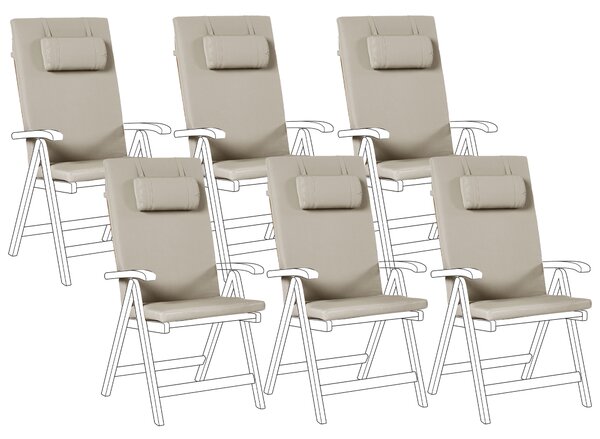Sada 6 polstrů na opěradlo/sedadlo JAVA/AMANTEA PREMIUM 50 x 71 cm Taupe