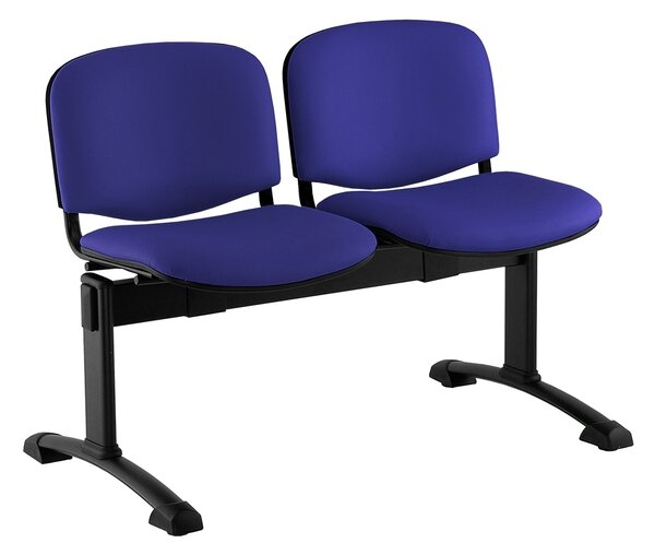 Kožená lavice ISO, 2-sedák, černé nohy-modrá