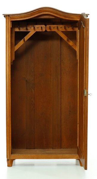Unikátní jednodveřová šatní skříň z masivního dubu - pozdní Biedermeier