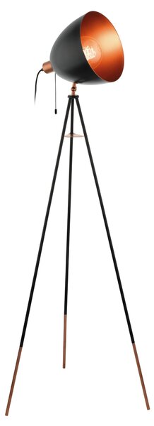 Eglo 49386 CHESTER - Stojací lampa na trojnožce s tahovým vypínačem (Vintage stojací lampa černo - měděná)