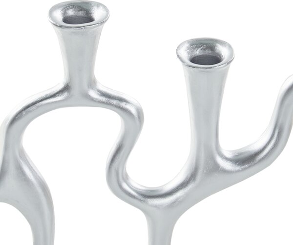 Svícen FAMOES Kov 41 cm Stříbrná