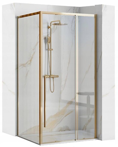Rea - SOLAR GOLD ELEGANT čtvercový sprchový kout 90 x 90 cm, čiré sklo/zlatý profil, REA-K4900