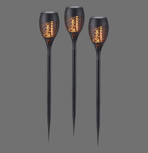 JUST LIGHT. 19106-18-3 -SADA 3x LED Solární svítidlo FACKEL LED/0,24W/1,2V černá