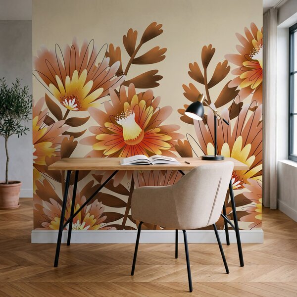 Fototapeta Skupina oranžových květů, Designové fototapety na zeď, Populární fototapety - Tapeko.co.cz