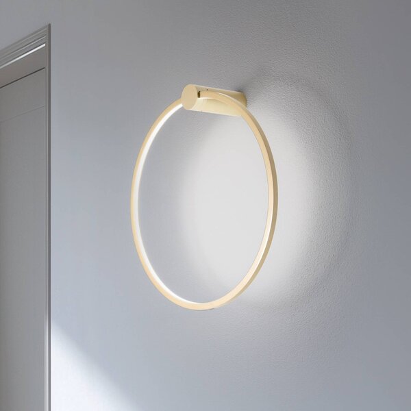 Milagro Lighting LED nástěnné světlo Saturno, zlaté, Ø 50 cm, kov, 4 000 K, Mosaz / zlato, Obývací pokoj / jídelna, Hliník, Moderní