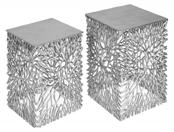 2SET odkládací stolek LEAF stříbrný Nábytek | Doplňkový nábytek | Odkládací stolky