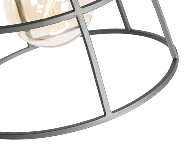 Průmyslová stojací lampa tmavě šedá se dřevem - Arthur