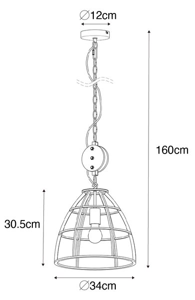 Průmyslové závěsné svítidlo tmavě šedé se dřevem 34 cm - Arthur