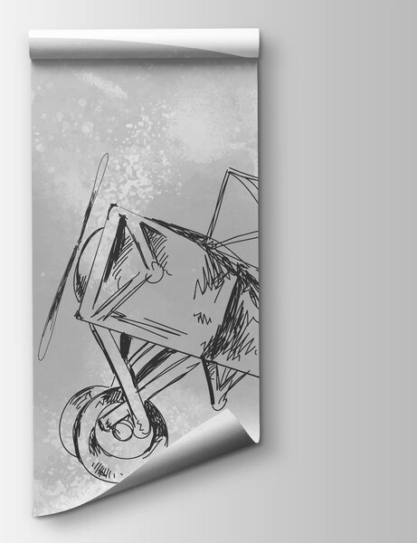 Fototapeta Kresba letadel a balónu, Designové fototapety na zeď, Populární fototapety - Tapeko.co.cz