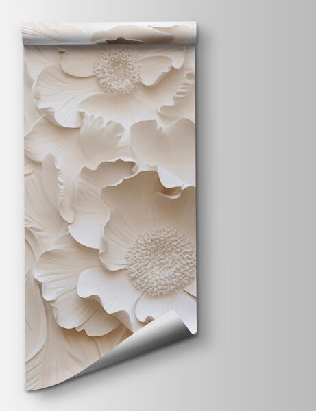 Fototapeta Hravý květinový vzor v bílé barvě, 3D fototapety, Populární fototapety - Tapeko.co.cz