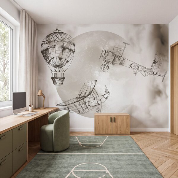 Fototapeta Kresba letadel a balónu, Designové fototapety na zeď, Populární fototapety - Tapeko.co.cz