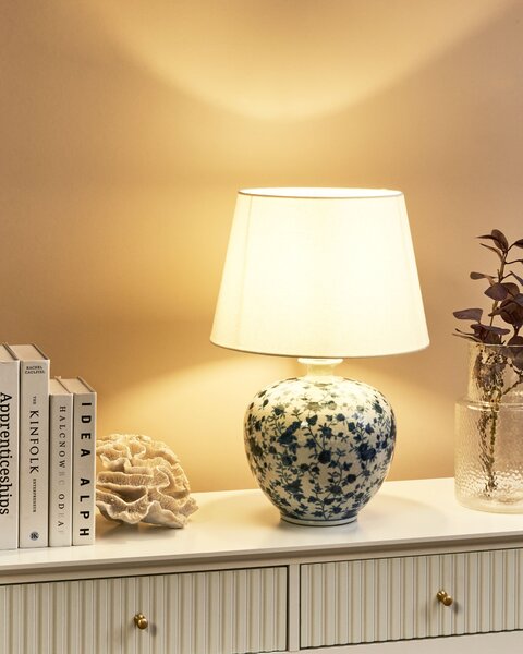 Stolní lampa SILVES Porcelán Bílá/Modrá