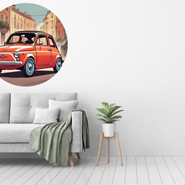 PIPPER. Kruhová samolepka na zeď "Fiat 500" Velikost: 60cm