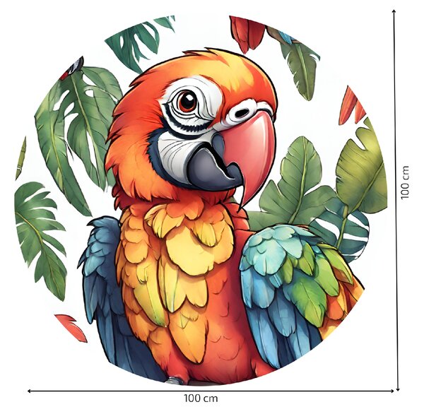 PIPPER. Kruhová samolepka na zeď "Papoušek" Velikost: 60cm