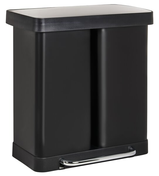 Dvojitý odpadkový koš s pedálem 60 L ECOSORT Kov Černá