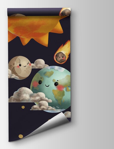 Fototapeta Kreslené planety a Slunce, Dětské fototapety, Populární fototapety - Tapeko.co.cz