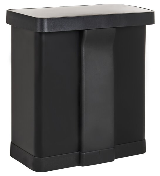 Dvojitý odpadkový koš s pedálem 60 L ECOSORT Kov Černá