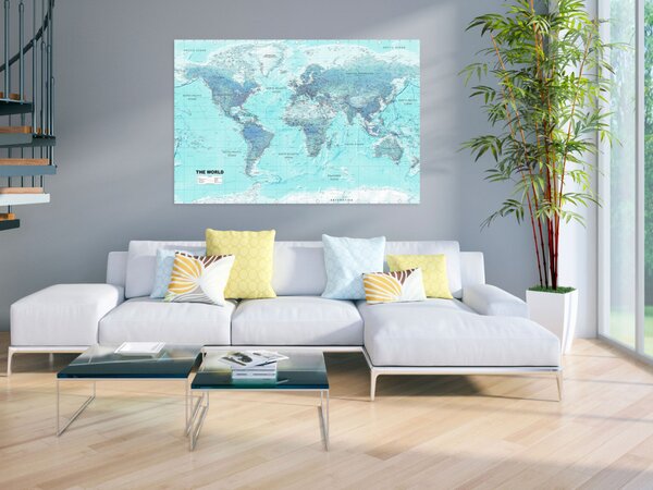 Obraz Mapa světa: Modrý svět