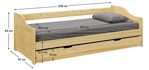 Jednolůžková postel 90x200 cm Lusid (přírodní)
