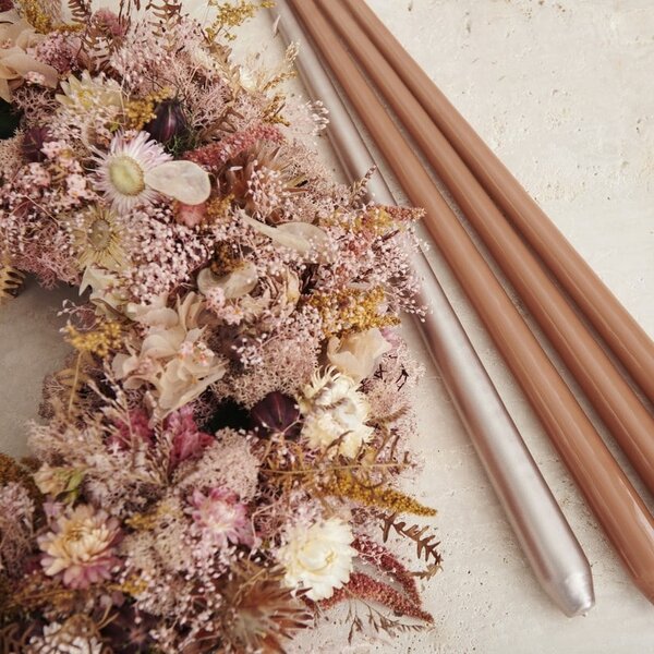 Svíčka Taper 32 cm – 94 Champagne Metallic – set 2 ks
