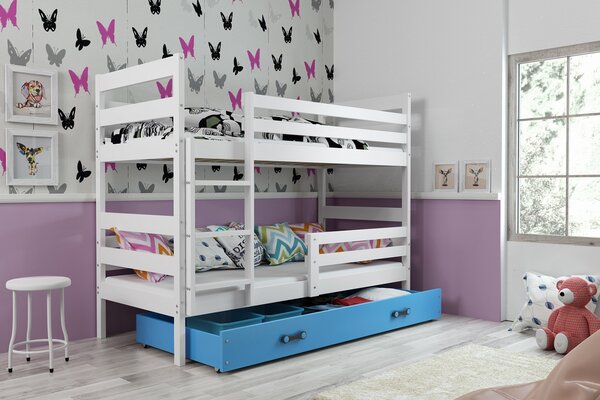 BMS Group Dětská patrová postel Eryk - Bílá/modrá 190x80
