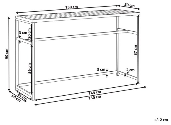 Zahradní barový stůl AVETRANA 150 cm 50 cm Hnědá/Bílá
