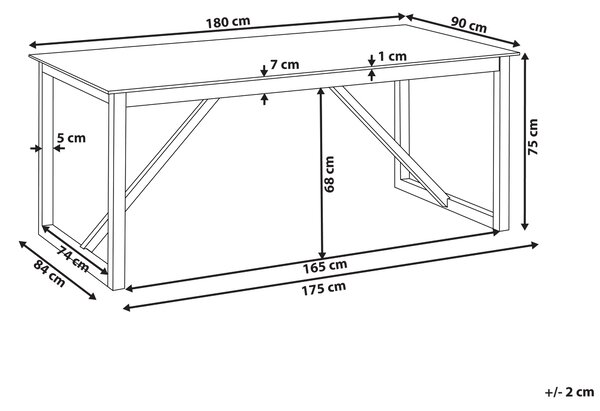 Zahradní jídelní stůl NOTTERI 180 cm 90 cm Beton Šedá