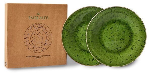 Set 2ks zelený keramický jídelní talíř The Emeralds - 27*3cm - HKLIVING