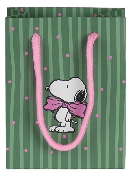 PEANUTS Dárková taška malá Snoopy s mašlí - zelená