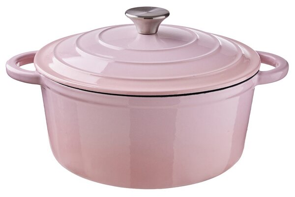 HOT IRON Litinový hrnec kulatý 33 cm - sv. růžová