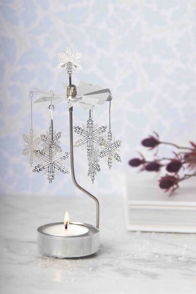 Pluto Rotující svícen Andělské zvonění Snow Star - Silver PL123
