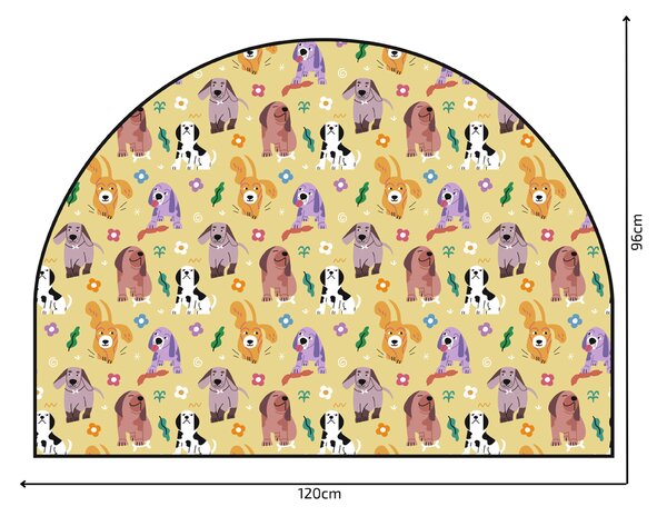 PIPPER. Ochranná textilní nálepka na zeď - Oblouk - Barevní psi Velikost: 120x96cm, Jméno: Bez jména