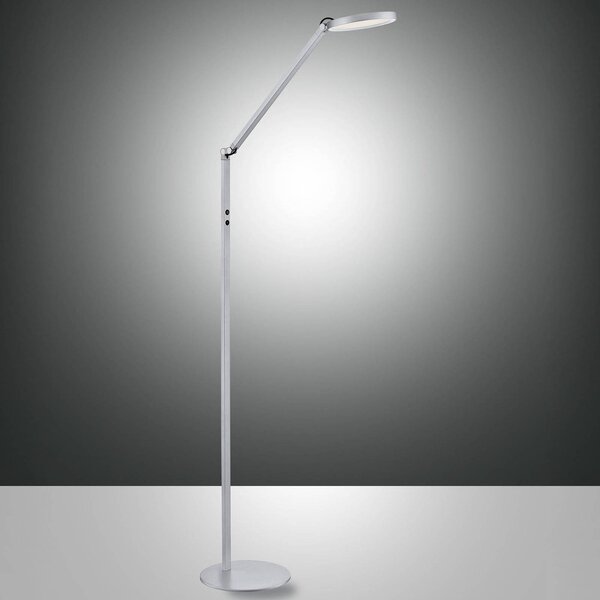 Fabas Luce LED stojací lampa Regina, 1 zdroj, hliník, stmívatelný, Hliník / šedá / zinek, Obývací pokoj / jídelna, kov, Moderní