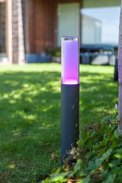 Lutec 7200501118 Dropa LED Zahradní sloupkové světlo | RGB | Variabilní | 9W | Šedá