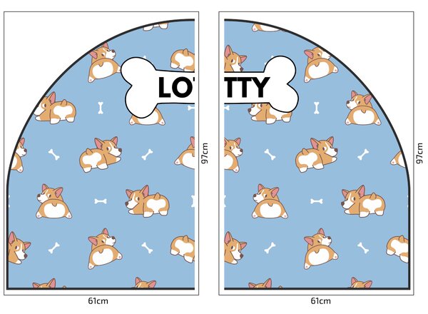 PIPPER. Ochranná textilní nálepka na zeď - Oblouk - Corgi Velikost: 120x96cm, Jméno: Bez jména