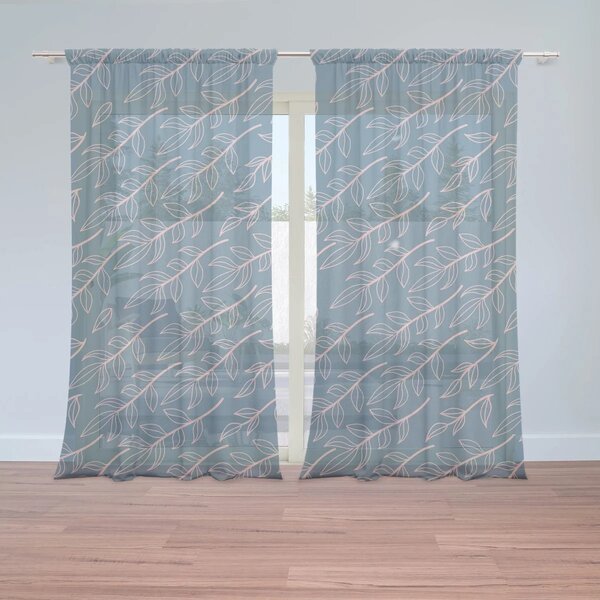 Sablio Záclony Růžové malované lístky: 2ks 150x250cm