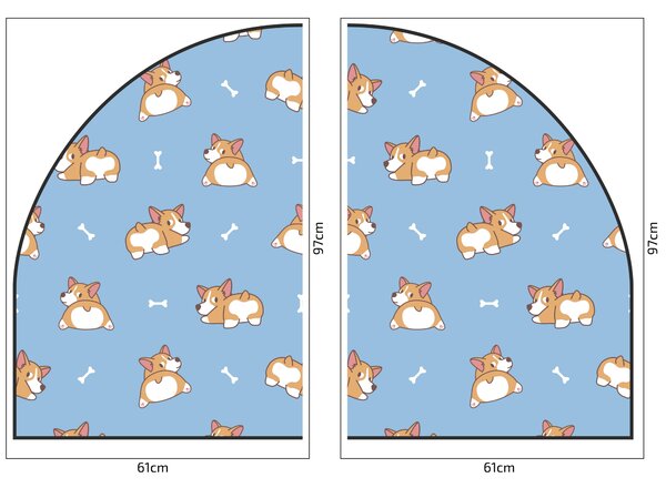 PIPPER. Ochranná textilní nálepka na zeď - Oblouk - Corgi Velikost: 120x96cm, Jméno: Bez jména