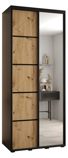 Šatní skříň YVONA 5 - 120/45 cm, černá / dub artisan / černá