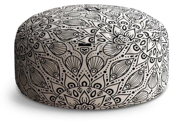 Sablio Taburet Circle Bílé mehendi: 38x48 cm